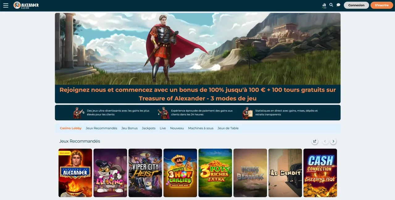 Aperçu du site Alexander Casino