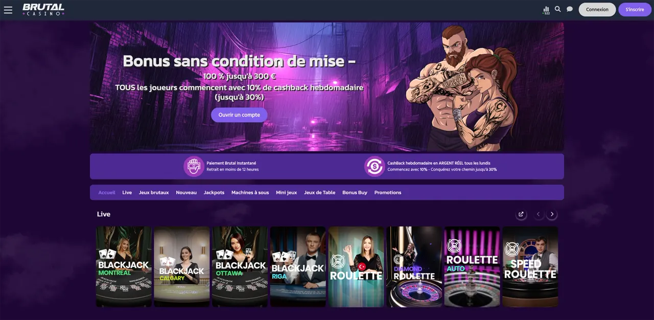 Aperçu du site Brutal Casino