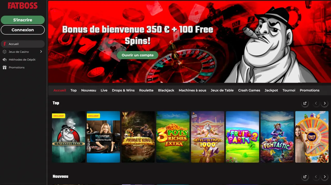 Aperçu du site Fatboss Casino