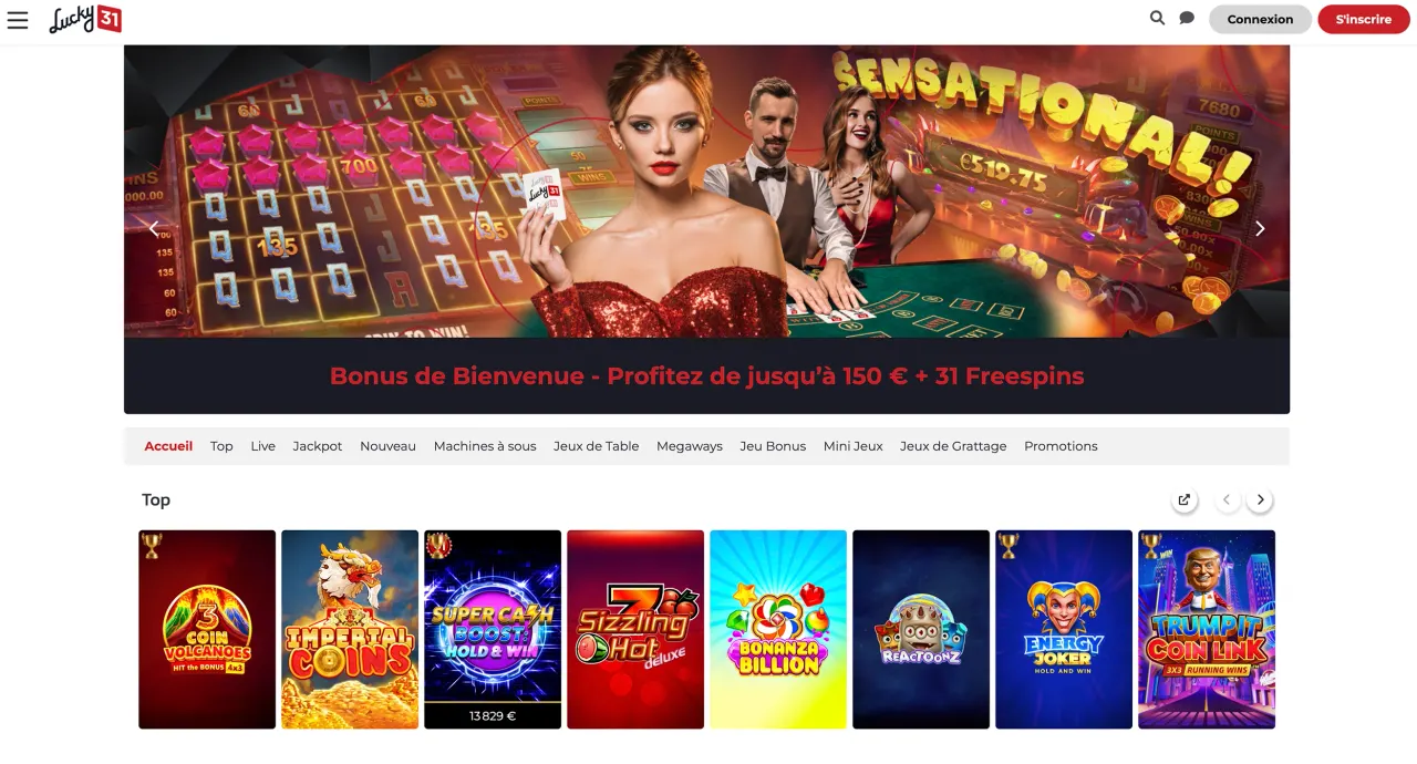 Aperçu du site Lucky31